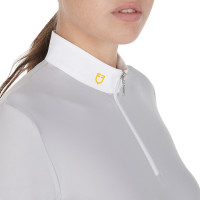 Damespolo met lange mouwen van technische fleece Warm+ Equestro Grijs Damespolo met lange mouwen van technische fleece Warm+ Equestro Grijs