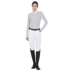 Polo manches longues en tissu polaire technique femme Warm+ Equestro Gris