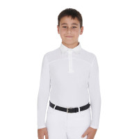 Wedstrijdpolo jongen met lange mouwen en knopen Equestro Wit / wit Wedstrijdpolo jongen met lange mouwen en knopen Equestro Wit / wit