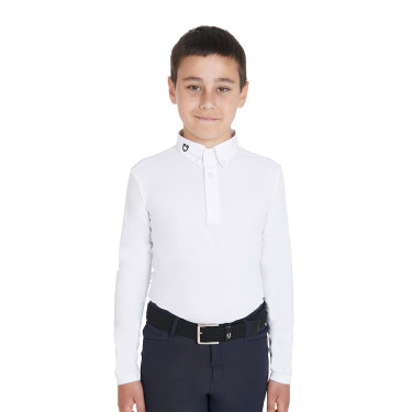 Wedstrijdpolo jongen getailleerd lange mouwen 3 knopen Avetis Equestro Wedstrijdpolo jongen getailleerd lange mouwen 3 knopen Avetis Equestro