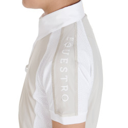 Wedstrijdpolo jongen getailleerd korte mouwen 4 knopen Equestro Grège Beige Wedstrijdpolo jongen getailleerd korte mouwen 4 knopen Equestro Grège Beige