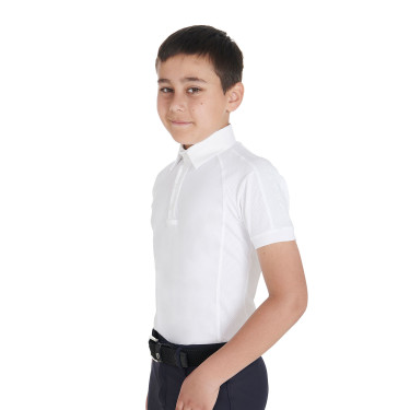 Wedstrijdpolo jongen getailleerd korte mouwen 4 knopen Equestro Wedstrijdpolo jongen getailleerd korte mouwen 4 knopen Equestro