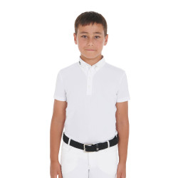 Polo de concours garçon cintré manches courtes 4 boutons Arsen Equestro Blanc Polo de concours garçon cintré manches courtes 4 boutons Arsen Equestro Blanc