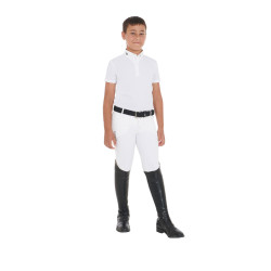 Polo de concours garçon cintré manches courtes 4 boutons Arsen Equestro Blanc Polo de concours garçon cintré manches courtes 4 boutons Arsen Equestro Blanc