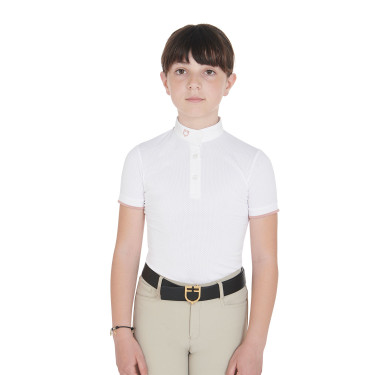 Ademend wedstrijdshirt meisje getailleerd korte mouwen Clara Equestro Ademend wedstrijdshirt meisje getailleerd korte mouwen Clara Equestro