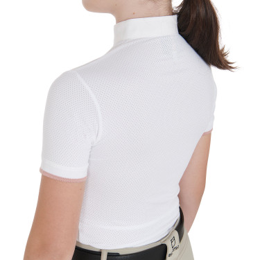 Ademend wedstrijdshirt meisje getailleerd korte mouwen Clara Equestro Ademend wedstrijdshirt meisje getailleerd korte mouwen Clara Equestro