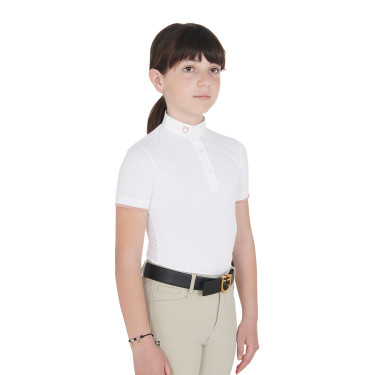 Ademend wedstrijdshirt meisje getailleerd korte mouwen Clara Equestro Ademend wedstrijdshirt meisje getailleerd korte mouwen Clara Equestro
