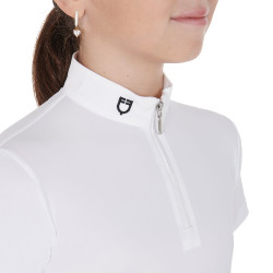 Getailleerd wedstrijdshirt meisje met korte mouwen en ritssluiting Lusineh Equestro Wit Getailleerd wedstrijdshirt meisje met korte mouwen en ritssluiting Lusineh Equestro Wit