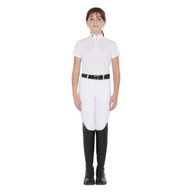 Getailleerd wedstrijdshirt meisje met korte mouwen en ritssluiting Lusineh Equestro Getailleerd wedstrijdshirt meisje met korte mouwen en ritssluiting Lusineh Equestro