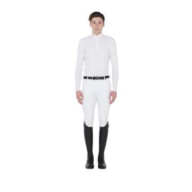 Wedstrijdpolo met lange mouwen voor heren Nestor Equestro Wit
