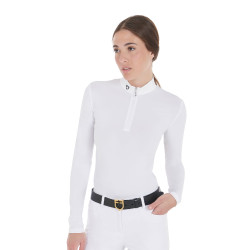 Polo de concours ajusté manches longues femme Artemis Equestro Blanc Polo de concours ajusté manches longues femme Artemis Equestro Blanc