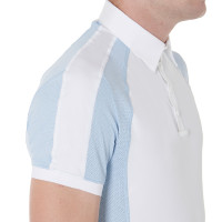 Aangesloten wedstrijdpolo met korte mouwen heren 4 knopen Equestro Lichtblauw