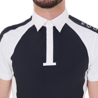 Aangesloten wedstrijdpolo met korte mouwen heren 4 knopen Equestro Marineblazer Marineblauw Aangesloten wedstrijdpolo met korte mouwen heren 4 knopen Equestro Marineblazer Marineblauw