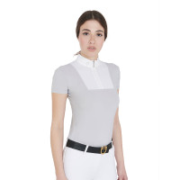 Polo de concours ajusté manches courtes femme Mariam Equestro Gris / blanc Polo de concours ajusté manches courtes femme Mariam Equestro Gris / blanc