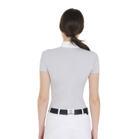 Polo de concours ajusté manches courtes femme Mariam Equestro Gris / blanc Polo de concours ajusté manches courtes femme Mariam Equestro Gris / blanc