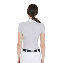 Polo de concours ajusté manches courtes femme Mariam Equestro Gris / blanc