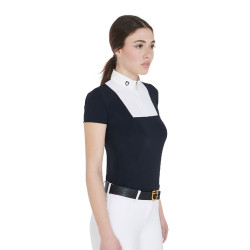 Aangepaste wedstrijdpolo met korte mouwen voor dames Mariam Equestro Marine / wit Blauw