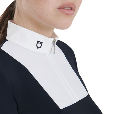 Aangepaste wedstrijdpolo met korte mouwen voor dames Mariam Equestro Marine / wit Blauw