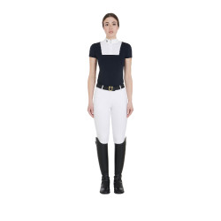 Aangepaste wedstrijdpolo met korte mouwen voor dames Mariam Equestro Marine / wit Blauw