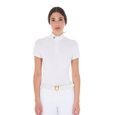 Aangepaste stretch wedstrijdpolo met ritssluiting en mesh voor dames Taline Equestro Aangepaste stretch wedstrijdpolo met ritssluiting en mesh voor dames Taline Equestro