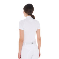Polo de concours ajusté en stretch avec fermeture éclair et mesh femme Taline Equestro Blanc Polo de concours ajusté en stretch avec fermeture éclair et mesh femme Taline Equestro Blanc