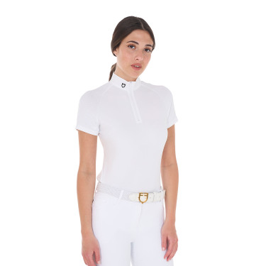 Aangepaste stretch wedstrijdpolo met ritssluiting en mesh voor dames Taline Equestro Aangepaste stretch wedstrijdpolo met ritssluiting en mesh voor dames Taline Equestro