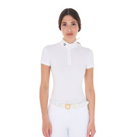 Wedstrijdpolo met opstaande kraag, korte mouwen, dames, Sally Equestro Wit Wedstrijdpolo met opstaande kraag, korte mouwen, dames, Sally Equestro Wit