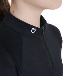 Technisch trainingsshirt met korte mouwen voor kinderen met ritssluiting Equestro Zwart Technisch trainingsshirt met korte mouwen voor kinderen met ritssluiting Equestro Zwart