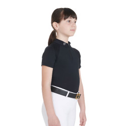 Technisch trainingsshirt met korte mouwen voor kinderen met ritssluiting Equestro Zwart Technisch trainingsshirt met korte mouwen voor kinderen met ritssluiting Equestro Zwart