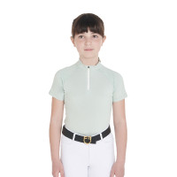 Polo d'entraînement technique manches courtes enfant avec fermeture éclair Equestro Vert clair Polo d'entraînement technique manches courtes enfant avec fermeture éclair Equestro Vert clair