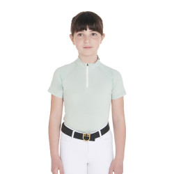 Polo d'entraînement technique manches courtes enfant avec fermeture éclair Equestro Vert clair