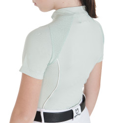 Polo d'entraînement technique manches courtes enfant avec fermeture éclair Equestro Vert clair
