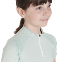 Polo d'entraînement technique manches courtes enfant avec fermeture éclair Equestro Vert clair Polo d'entraînement technique manches courtes enfant avec fermeture éclair Equestro Vert clair