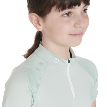 Technisch trainingsshirt met korte mouwen voor kinderen met ritssluiting Equestro Lichtgroen