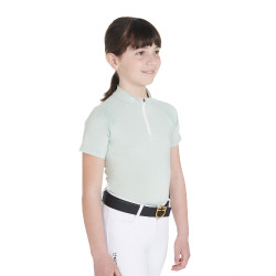 Technisch trainingsshirt met korte mouwen voor kinderen met ritssluiting Equestro Lichtgroen