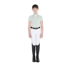 Technisch trainingsshirt met korte mouwen voor kinderen met ritssluiting Equestro Lichtgroen