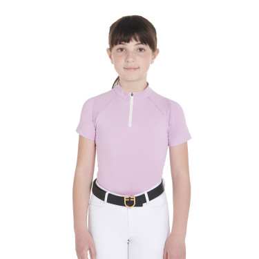 Technisch trainingsshirt met korte mouwen voor kinderen met ritssluiting Equestro Lila Blauw