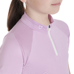 Technisch trainingsshirt met korte mouwen voor kinderen met ritssluiting Equestro Lila Blauw