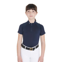 Technisch trainingsshirt met korte mouwen voor kinderen met ritssluiting Equestro Marine Marineblauw