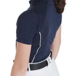 Technisch trainingsshirt met korte mouwen voor kinderen met ritssluiting Equestro Marine Marineblauw