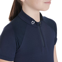 Technisch trainingsshirt met korte mouwen voor kinderen met ritssluiting Equestro Marine Marineblauw