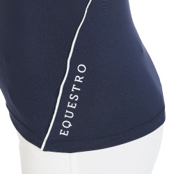 Technisch trainingsshirt met korte mouwen voor kinderen met ritssluiting Equestro Marine Marineblauw