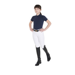 Technisch trainingsshirt met korte mouwen voor kinderen met ritssluiting Equestro Marine Marineblauw