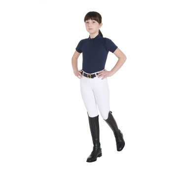 Technisch trainingsshirt met korte mouwen voor kinderen met ritssluiting Equestro Marine Marineblauw