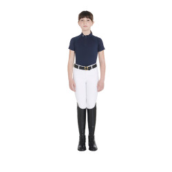 Technisch trainingsshirt met korte mouwen voor kinderen met ritssluiting Equestro Marine Marineblauw