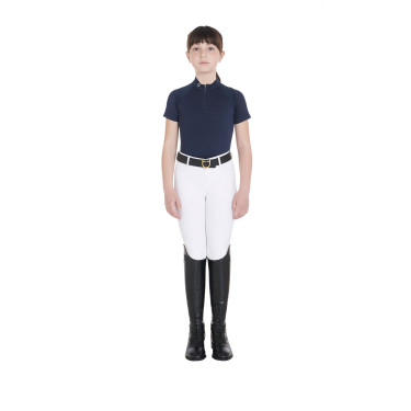 Technisch trainingsshirt met korte mouwen voor kinderen met ritssluiting Equestro Marine Marineblauw