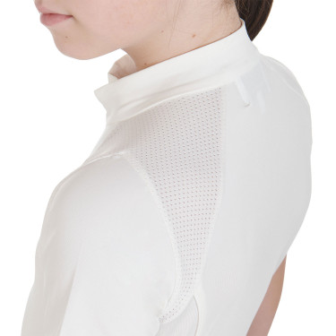 Technisch trainingsshirt met korte mouwen voor kinderen met ritssluiting Equestro Wit