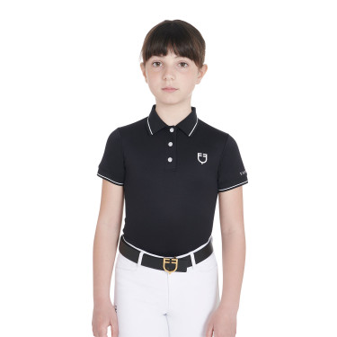 Polo d'entraînement technique enfant en tissu antibactérien Equestro Noir