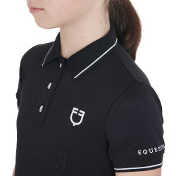 Polo d'entraînement technique enfant en tissu antibactérien Equestro Noir