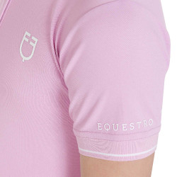 Polo d'entraînement technique enfant en tissu antibactérien Equestro Lilas Bleu